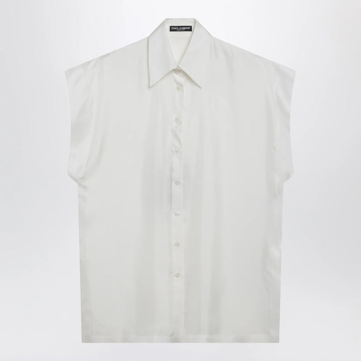 Dolce&amp;Gabbana - Silk twill shirt with butterfly sleeves in natural white Brand Apparel &amp; Accessories > Clothing > Shirts &amp; Tops 42  IT