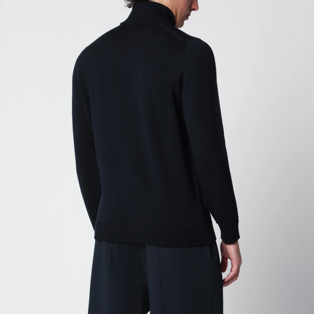 Drumohr - Navy blue wool turtleneck sweater Brand Apparel &amp; Accessories > Clothing > Shirts &amp; Tops