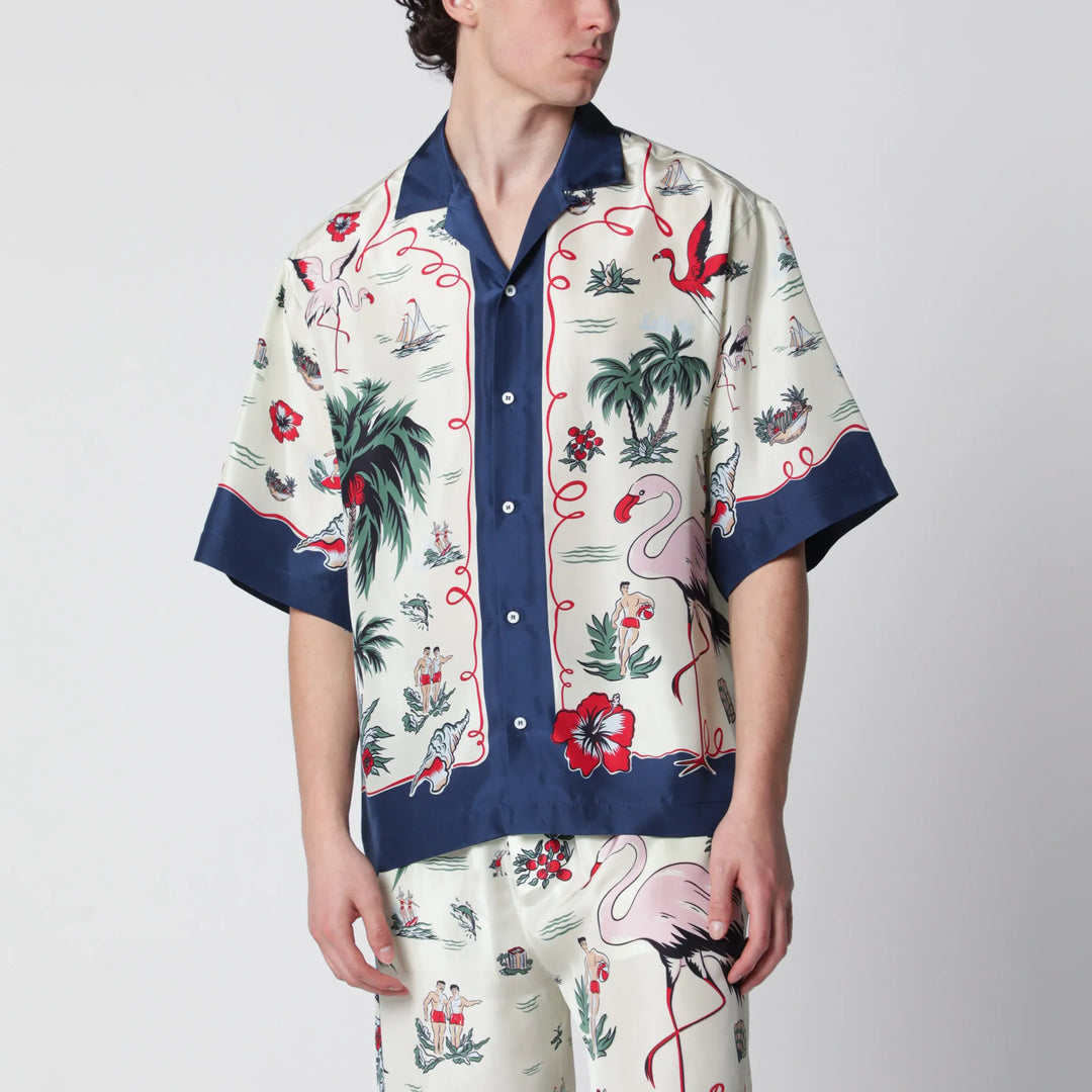 Dsquared2 - Aloha Souvenir silk bowling shirt in multicolor Brand Apparel &amp; Accessories > Clothing > Shirts &amp; Tops 48 IT