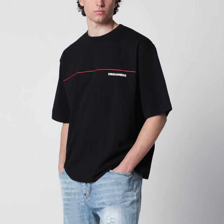 Dsquared2 - Loose-fit cotton jersey T-shirt with logo in black Brand Apparel &amp; Accessories > Clothing > Shirts &amp; Tops