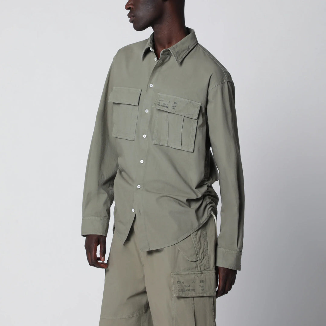 Dsquared2 - Military green cotton shirt Brand Apparel &amp; Accessories > Clothing > Shirts &amp; Tops 50 IT
