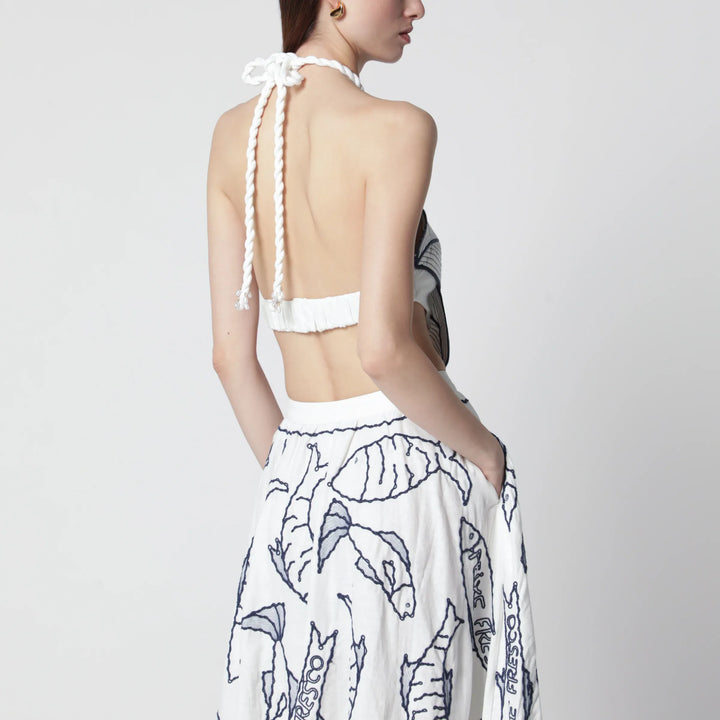 FARM Rio - Coast Stars cropped top in linen blend Brand Apparel &amp; Accessories > Clothing > Shirts &amp; Tops