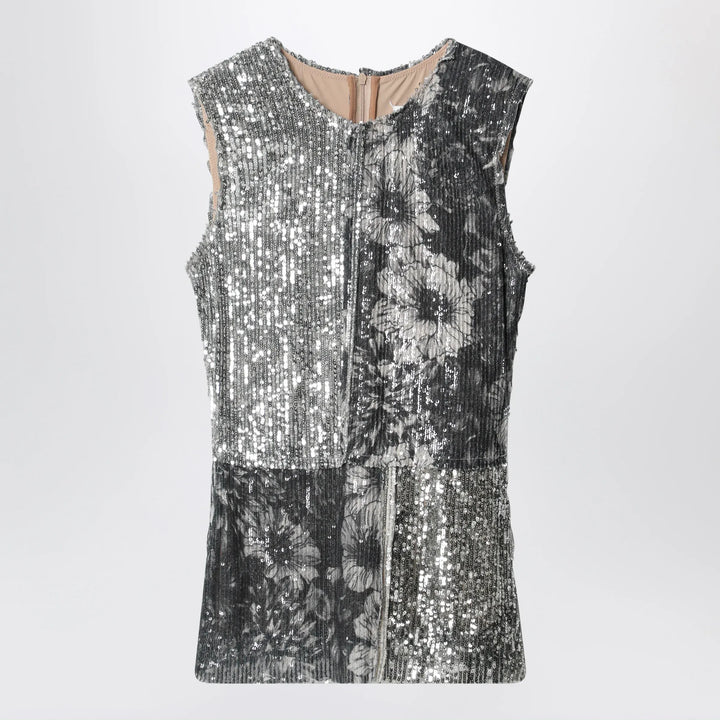 Maison Margiela - Floral sequin sleeveless top in ice blue Brand Apparel &amp; Accessories > Clothing > Shirts &amp; Tops S