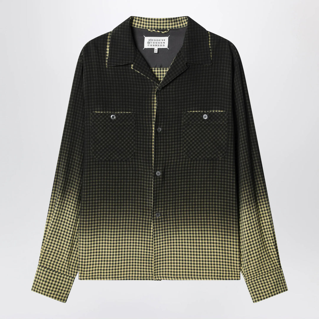 Maison Margiela - Gradient check viscose shirt in yellow and black Brand Apparel &amp; Accessories > Clothing > Shirts &amp; Tops