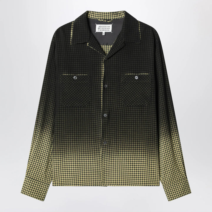 Maison Margiela - Gradient check viscose shirt in yellow and black Brand Apparel &amp; Accessories > Clothing > Shirts &amp; Tops