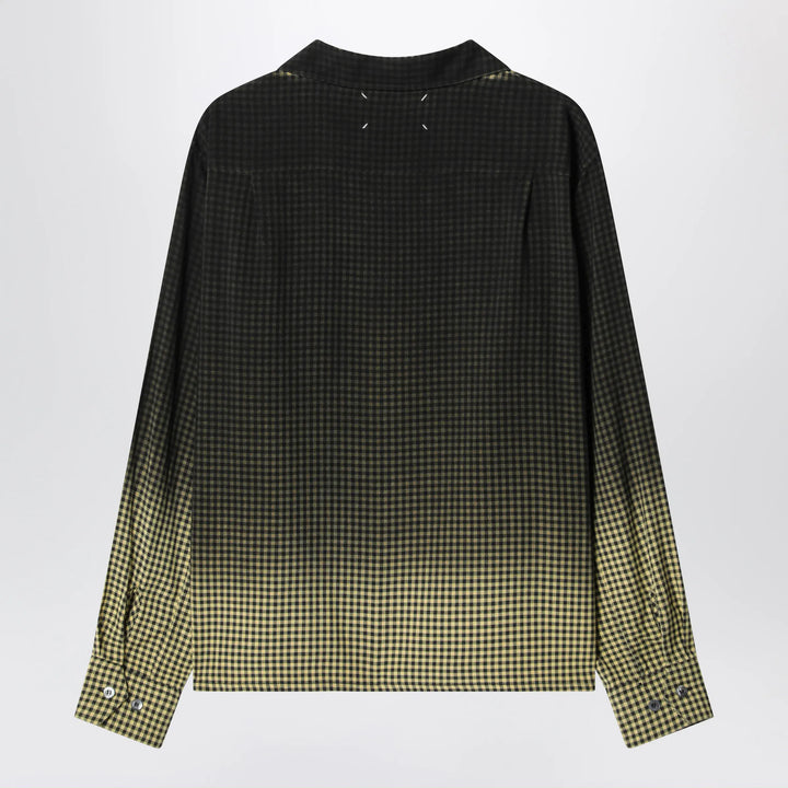 Maison Margiela - Gradient check viscose shirt in yellow and black Brand Apparel &amp; Accessories > Clothing > Shirts &amp; Tops