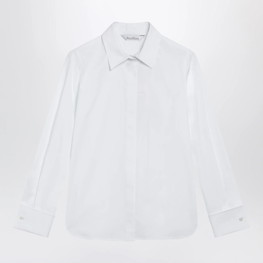 Max Mara - White cotton shirt with logo Brand Apparel &amp; Accessories > Clothing > Shirts &amp; Tops