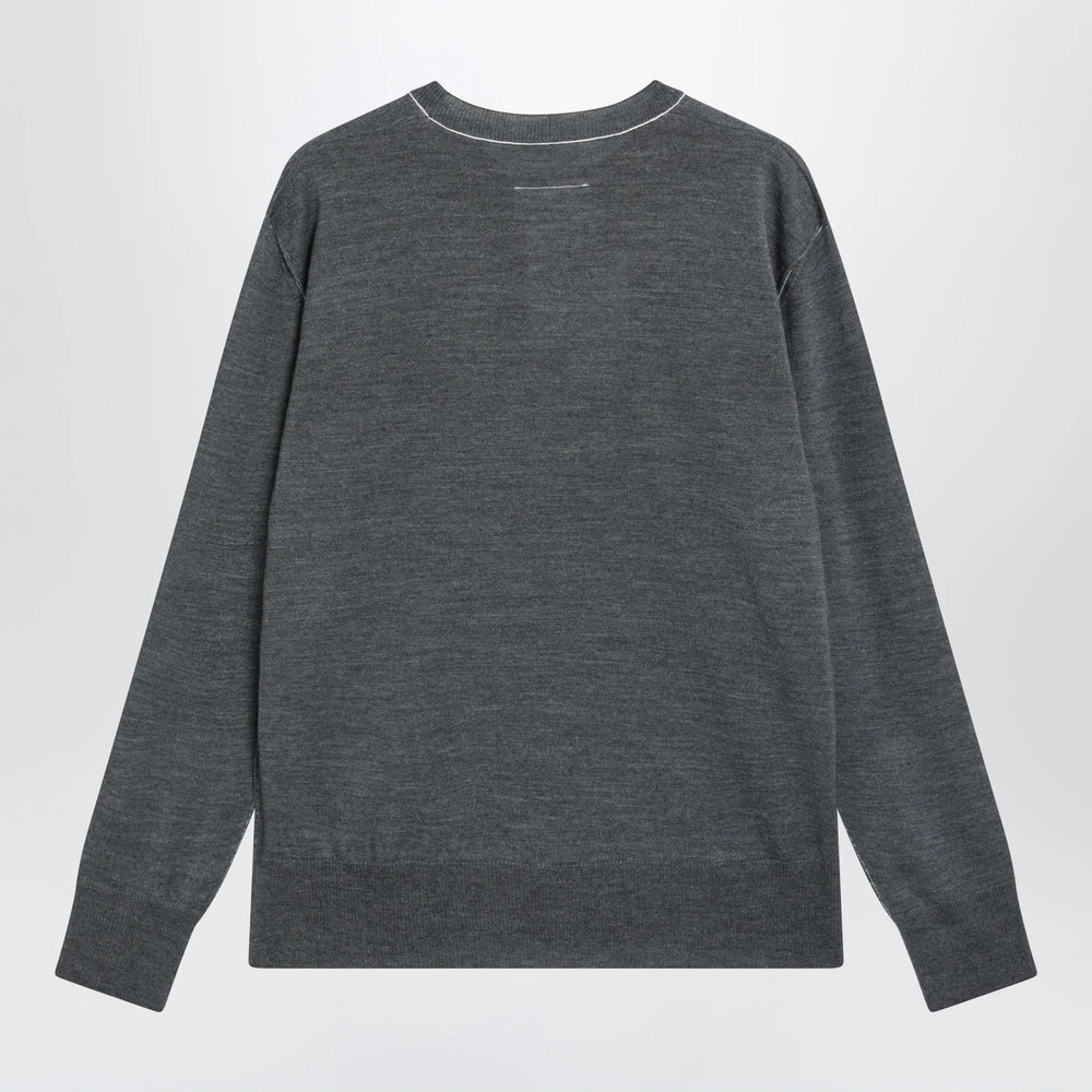 MM6 Maison Margiela - Grey wool sweater with Numeric logo Brand Apparel & Accessories > Clothing > Shirts & Tops