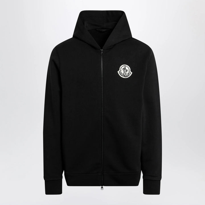 Moncler - Black cotton hoodie with logo Brand Apparel &amp; Accessories > Clothing > Shirts &amp; Tops