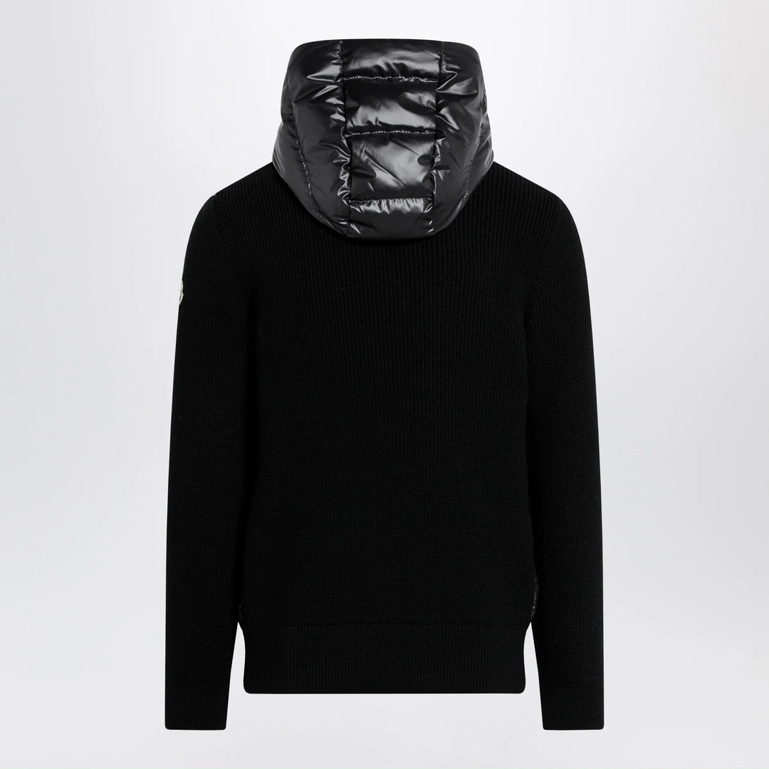 Moncler - Black padded wool zip-up hoodie Brand Apparel &amp; Accessories > Clothing > Shirts &amp; Tops