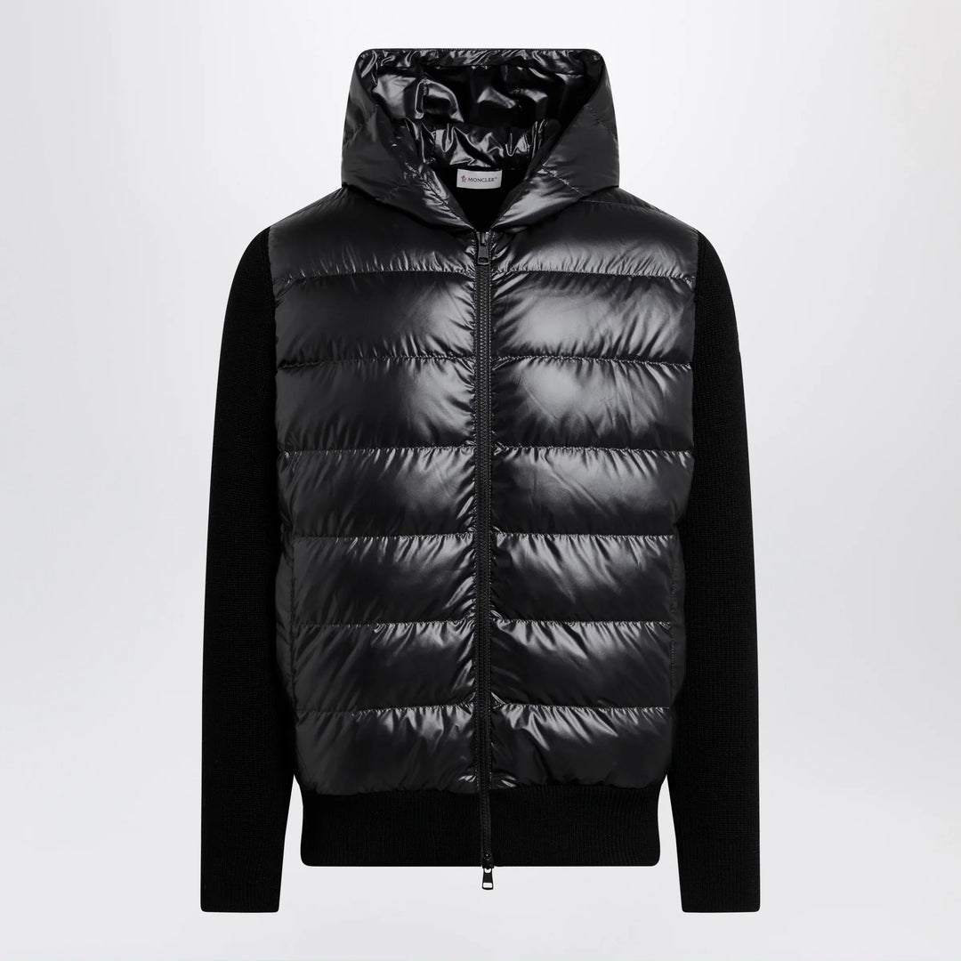 Moncler - Black padded wool zip-up hoodie Brand Apparel &amp; Accessories > Clothing > Shirts &amp; Tops