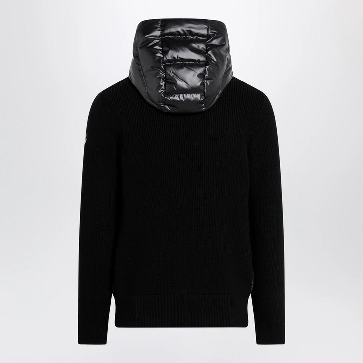 Moncler - Black padded wool zip-up hoodie Brand Apparel &amp; Accessories > Clothing > Shirts &amp; Tops