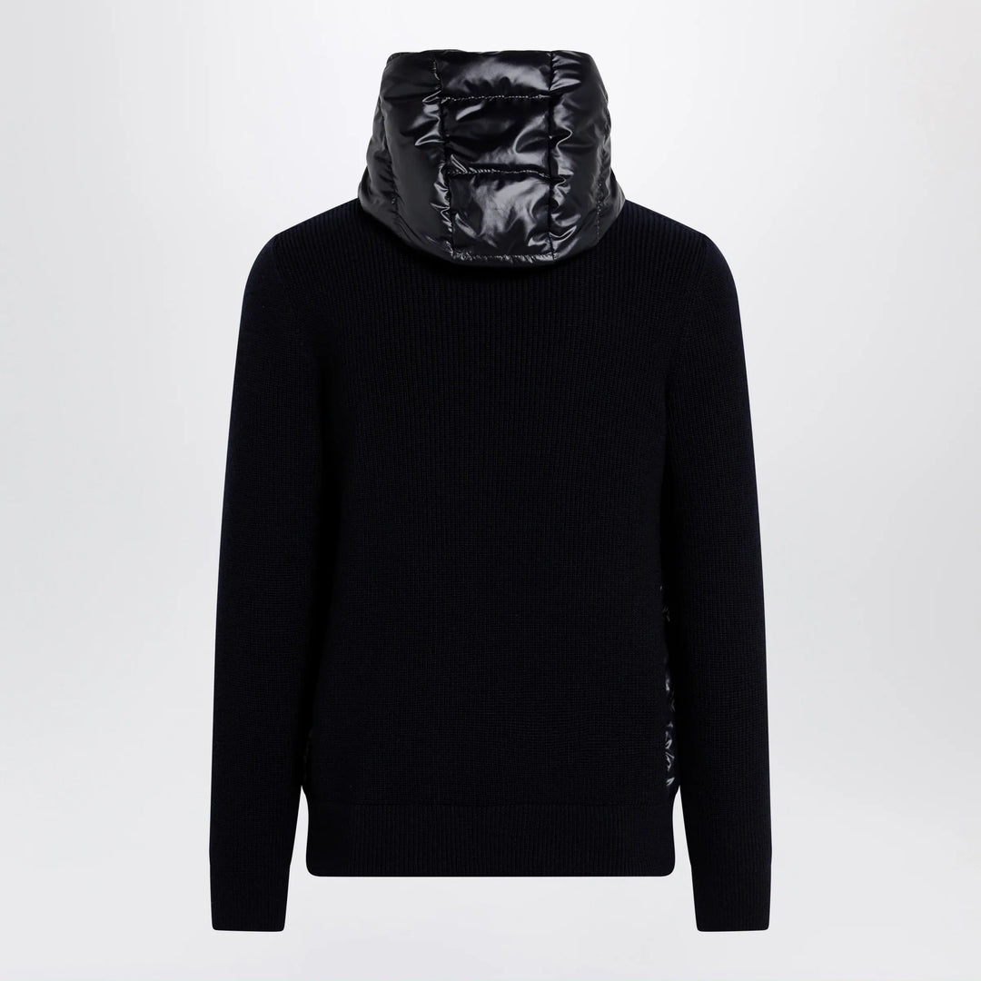 Moncler - Blue padded wool zip-up hoodie Brand Apparel &amp; Accessories > Clothing > Shirts &amp; Tops