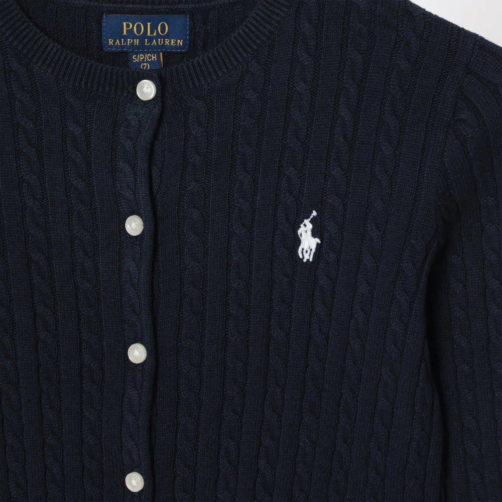 Polo Ralph Lauren - Navy blue fine cable-knit cotton cardigan Brand Apparel & Accessories > Clothing > Shirts & Tops