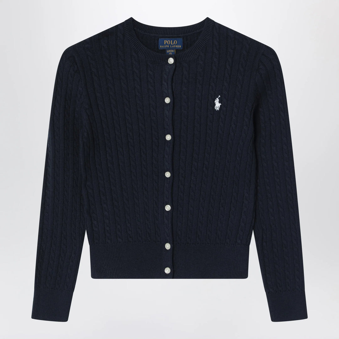 Polo Ralph Lauren - Navy blue fine cable-knit cotton cardigan Brand Apparel &amp; Accessories > Clothing > Shirts &amp; Tops