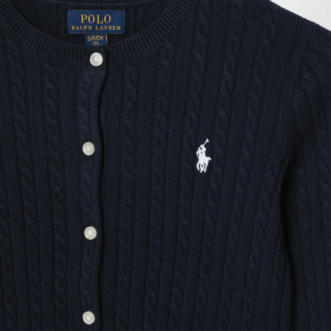 Polo Ralph Lauren - Navy blue fine cable-knit cotton cardigan Brand Apparel &amp; Accessories > Clothing > Shirts &amp; Tops