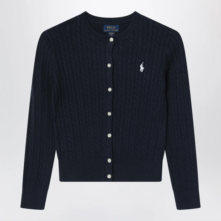 Polo Ralph Lauren - Navy blue fine cable-knit cotton cardigan Brand Apparel &amp; Accessories > Clothing > Shirts &amp; Tops
