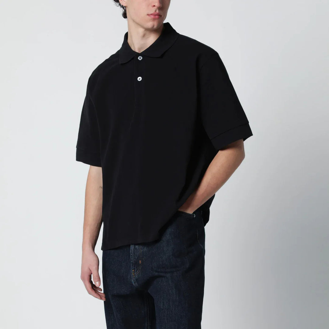 STUDIO NICHOLSON - Balaton polo black in cotton piqué Brand Apparel & Accessories > Clothing > Shirts & Tops M