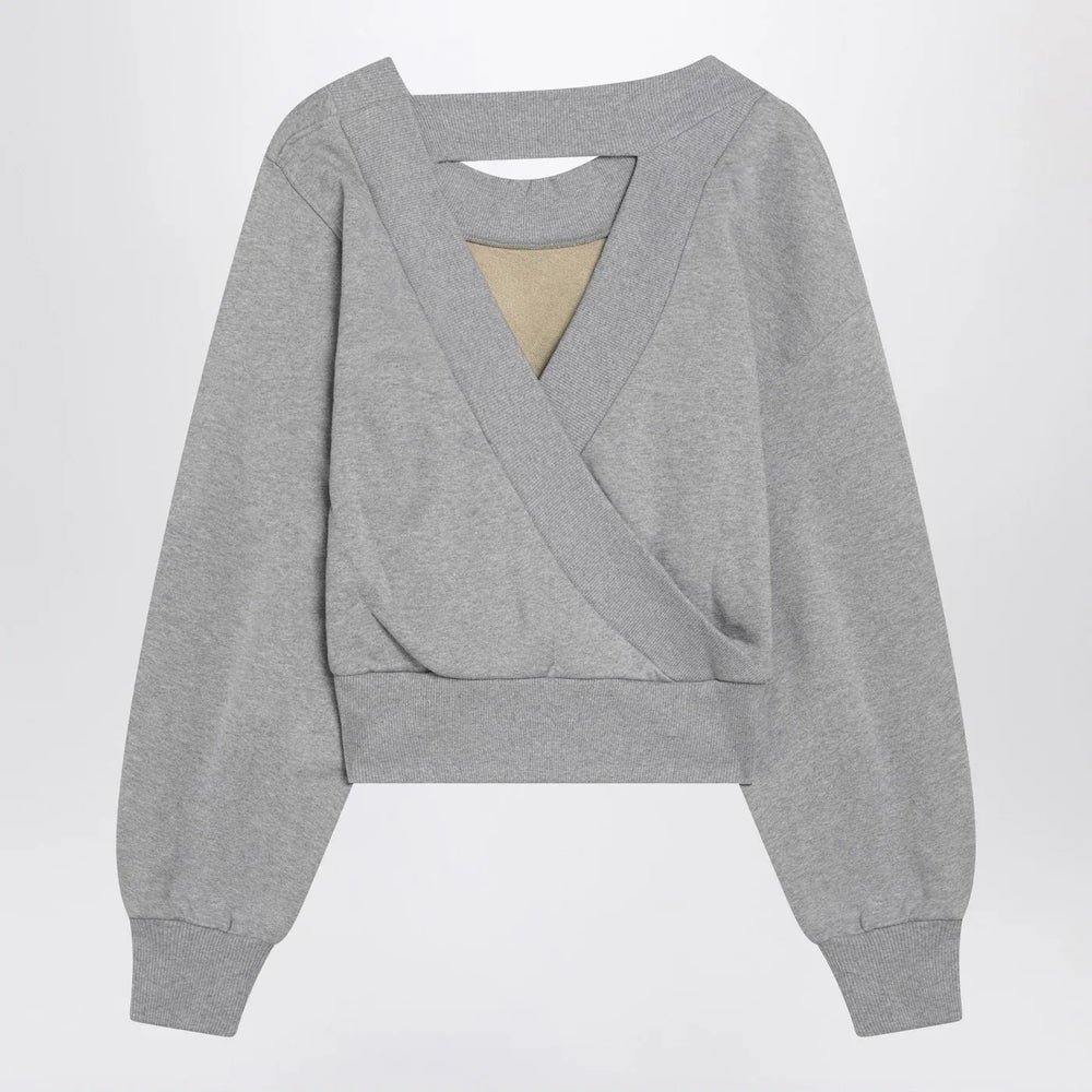 The Attico - Gray mélange/beige sweatshirt with cut out Brand Apparel & Accessories > Clothing > Shirts & Tops 40  IT