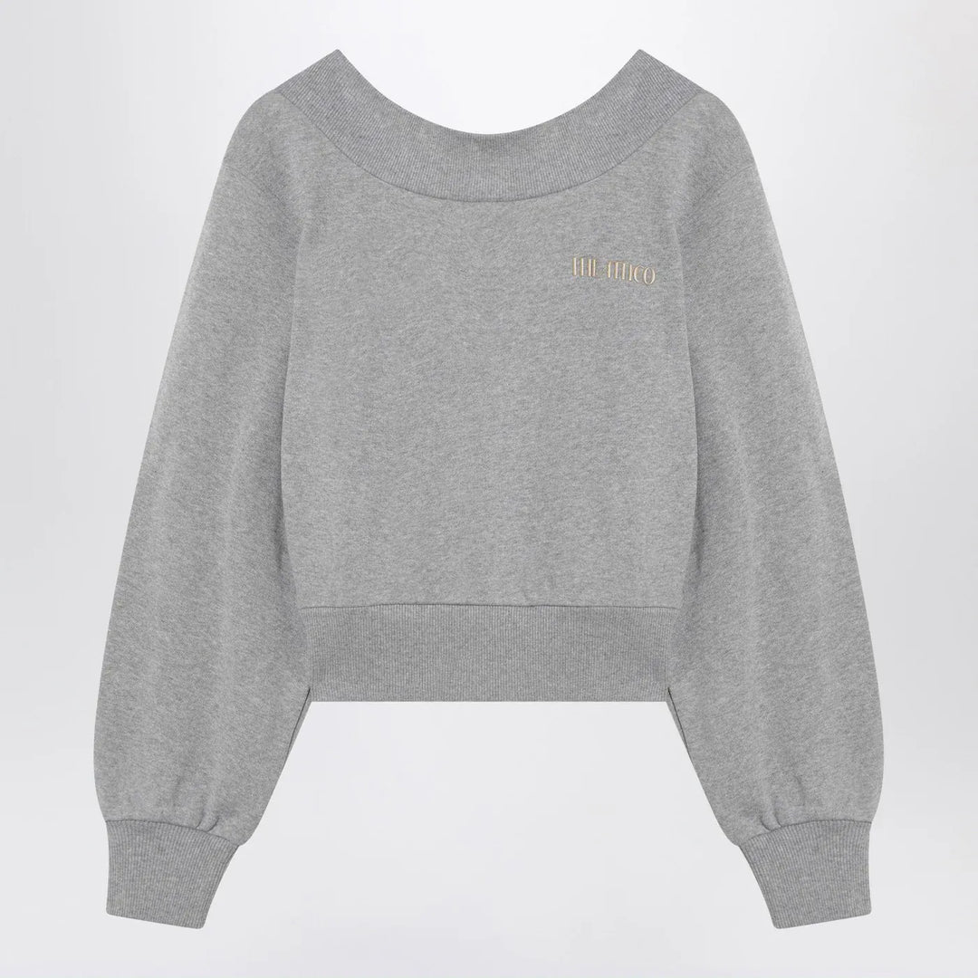 The Attico - Gray mélange/beige sweatshirt with cut out Brand Apparel &amp; Accessories > Clothing > Shirts &amp; Tops 40  IT