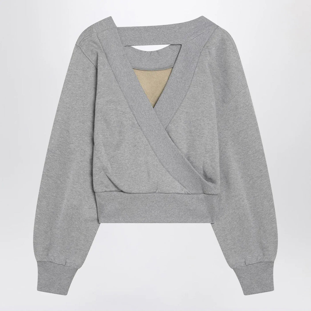 The Attico - Gray mélange/beige sweatshirt with cut out Brand Apparel &amp; Accessories > Clothing > Shirts &amp; Tops 40  IT