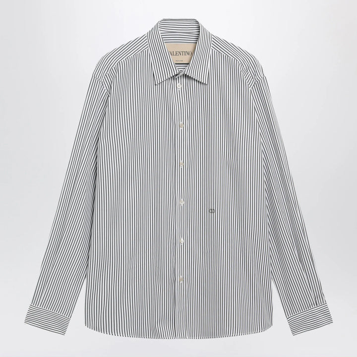 Valentino - Ivory/green striped shirt with Vlogo Brand Apparel &amp; Accessories > Clothing > Shirts &amp; Tops 39