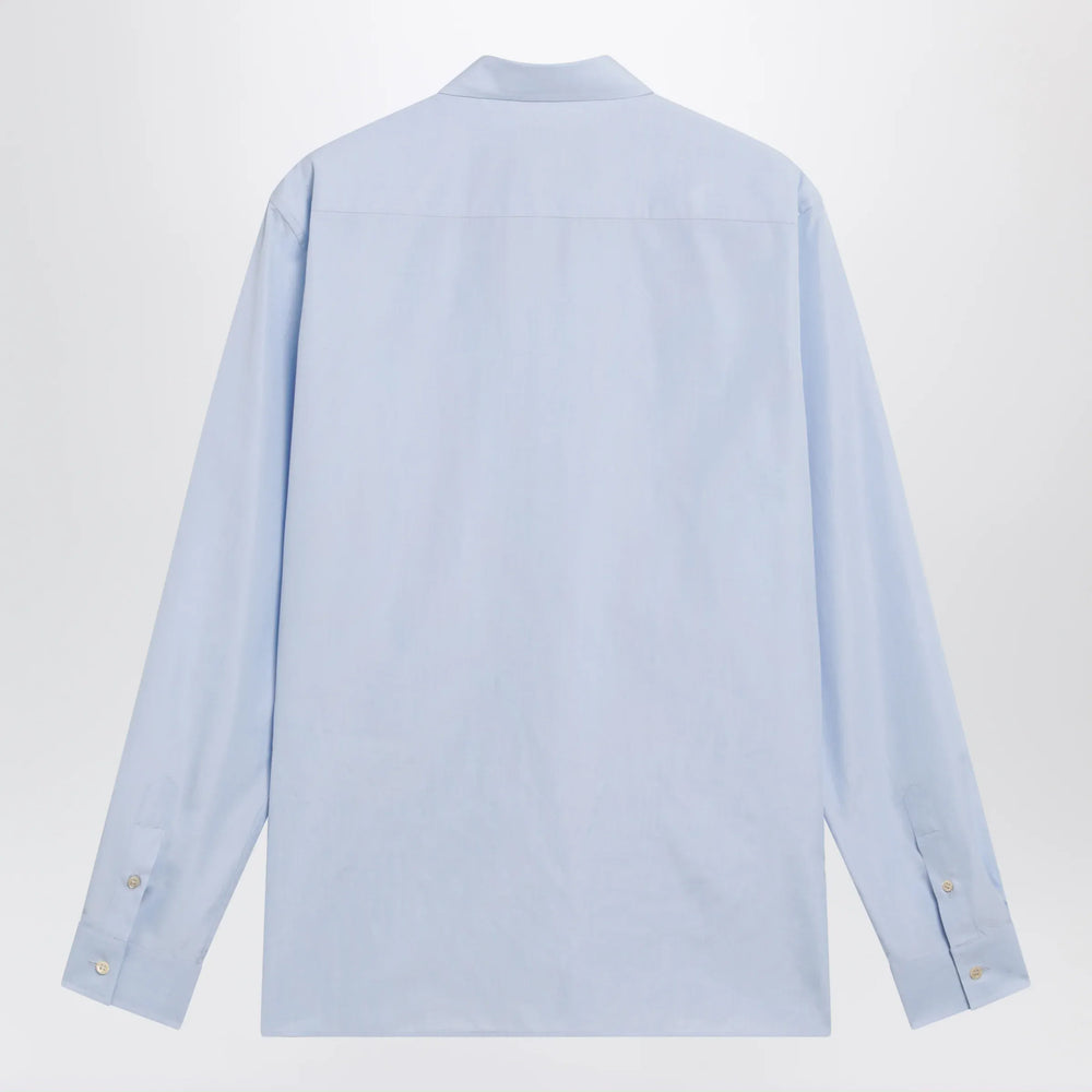 Valentino - Light blue fil-à-fil cotton shirt with VLogo embroidery Brand Apparel & Accessories > Clothing > Shirts & Tops