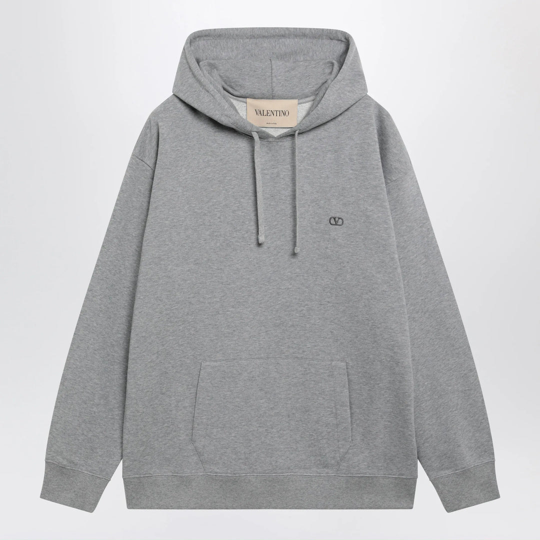 Valentino - Mélange gray hoodie with Vlogo embroidery Brand Apparel & Accessories > Clothing > Shirts & Tops S