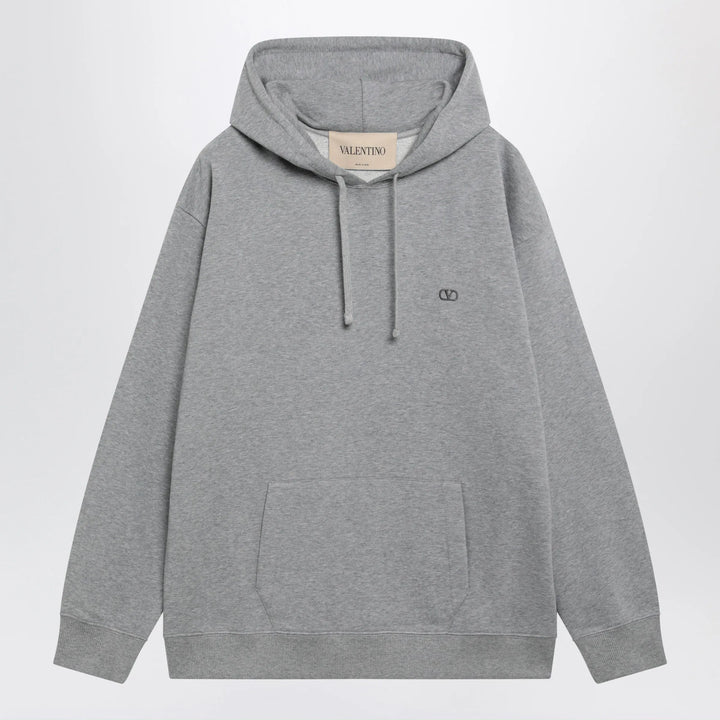Valentino - Mélange gray hoodie with Vlogo embroidery Brand Apparel &amp; Accessories > Clothing > Shirts &amp; Tops S