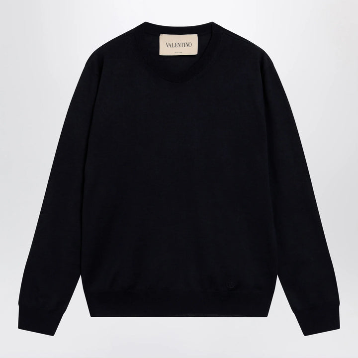 Valentino - Navy blue wool crewneck sweater Brand Apparel &amp; Accessories > Clothing > Shirts &amp; Tops S
