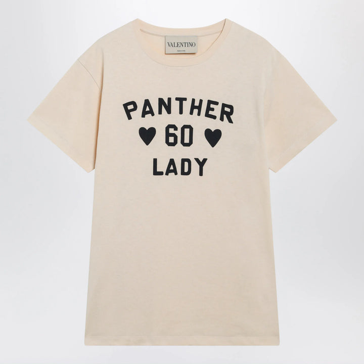 Valentino - Panther Lady cotton jersey T-shirt in birch/black Brand Apparel &amp; Accessories > Clothing > Shirts &amp; Tops XS