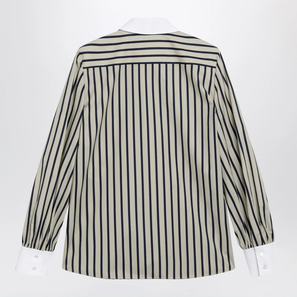 Valentino - Striped cotton shirt with scarf in beige and blue Brand Apparel & Accessories > Clothing > Shirts & Tops 40  IT