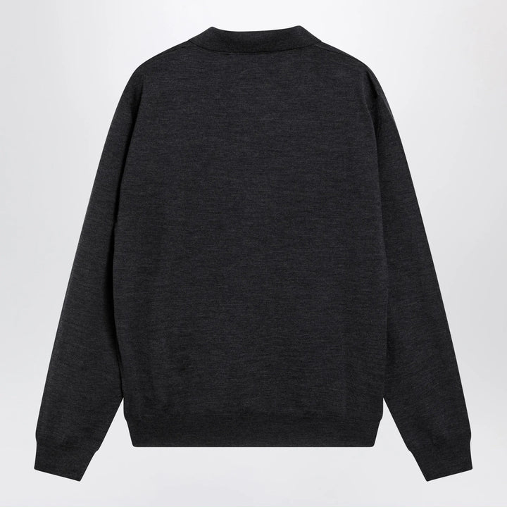 Valentino - Wool polo shirt with VLogo embroidery in anthracite Brand Apparel &amp; Accessories > Clothing > Shirts &amp; Tops