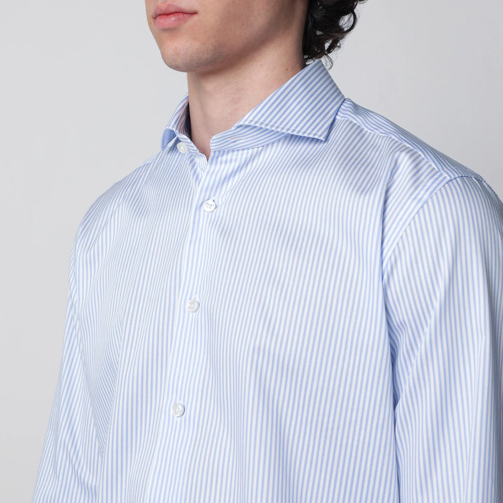 XACUS - White/light blue cotton Travel shirt Brand Apparel & Accessories > Clothing > Shirts & Tops