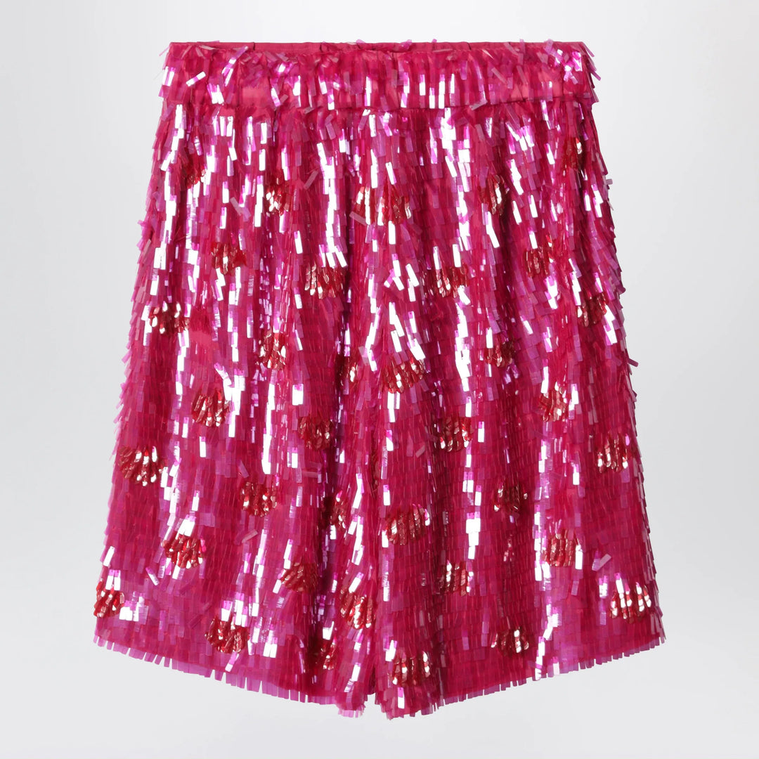 Dries Van Noten - Fuchsia silk bermuda shorts with sequins Brand Apparel &amp; Accessories > Clothing > Shorts S