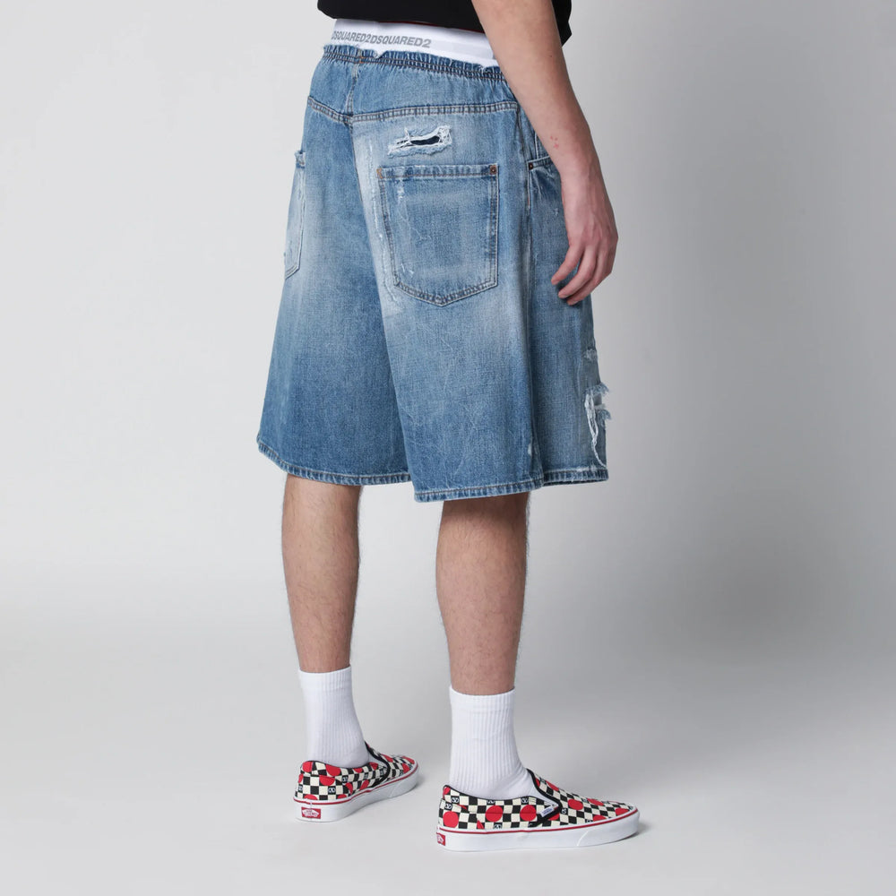 Dsquared2 - Surfer light-wash distressed denim shorts in blue Brand Apparel & Accessories > Clothing > Shorts 46 IT