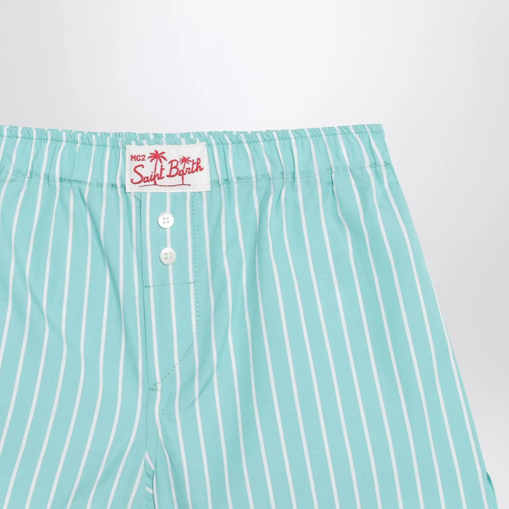 MC2 Saint Barth - Aqua green striped cotton Shorts Brand Apparel & Accessories > Clothing > Shorts