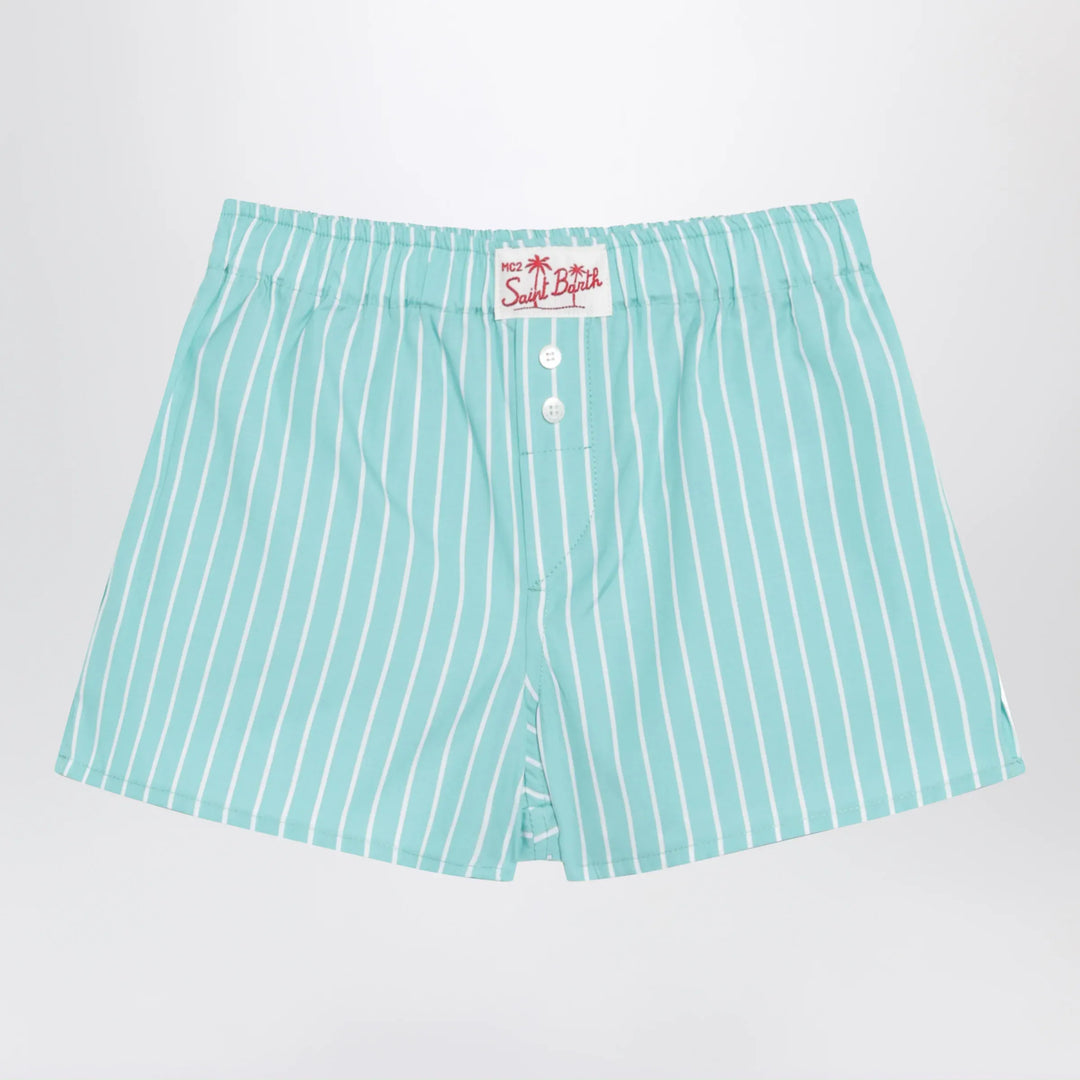 MC2 Saint Barth - Aqua green striped cotton Shorts Brand Apparel &amp; Accessories > Clothing > Shorts 4