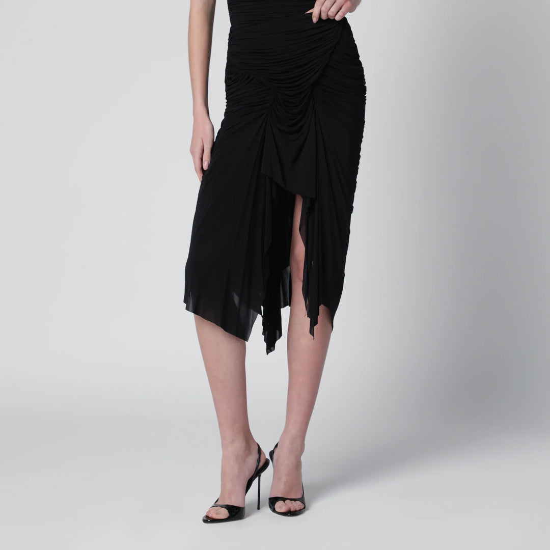 Francesco Murano - Black draped skirt with front slit Brand Apparel &amp; Accessories > Clothing > Skirts 40  IT