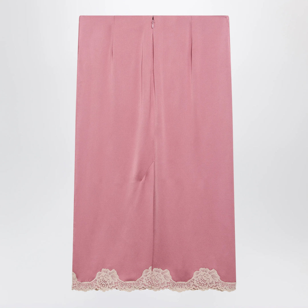 Valentino - Pink cady midi skirt with lace details Brand Apparel &amp; Accessories > Clothing > Skirts