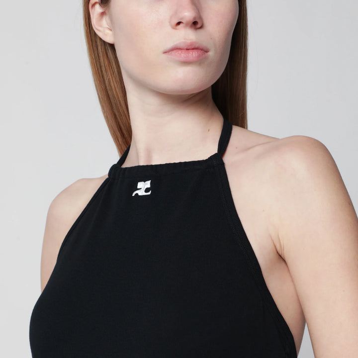Courrèges - Long halterneck jersey dress in cotton, black Brand Apparel &amp; Accessories