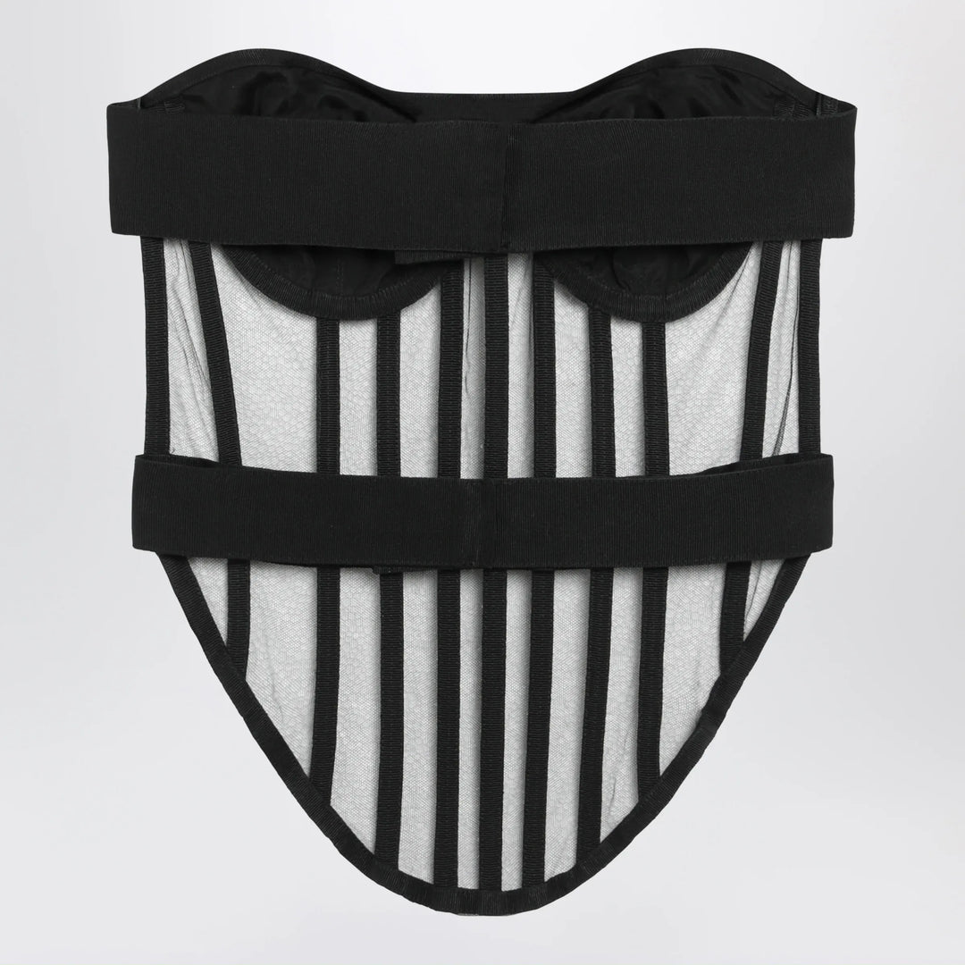 Dolce&amp;Gabbana - Black corset embellished with tulle Brand Apparel &amp; Accessories 40  IT