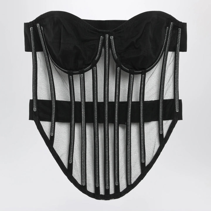 Dolce&amp;Gabbana - Black corset embellished with tulle Brand Apparel &amp; Accessories 40  IT