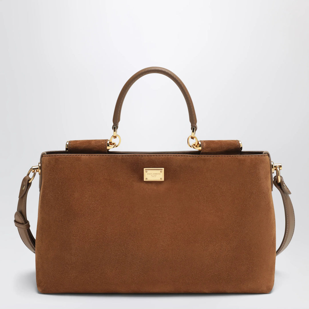 Dolce&amp;Gabbana - Medium Vittoria suede bag in camel Brand Apparel &amp; Accessories U