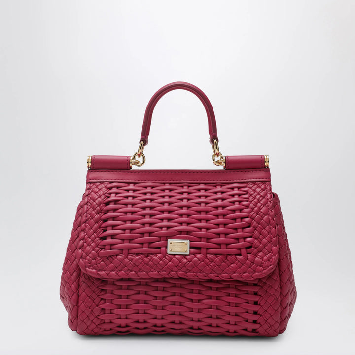 Dolce&amp;Gabbana - Small Sicily handbag in woven nappa leather, hibiscus Brand Apparel &amp; Accessories TU