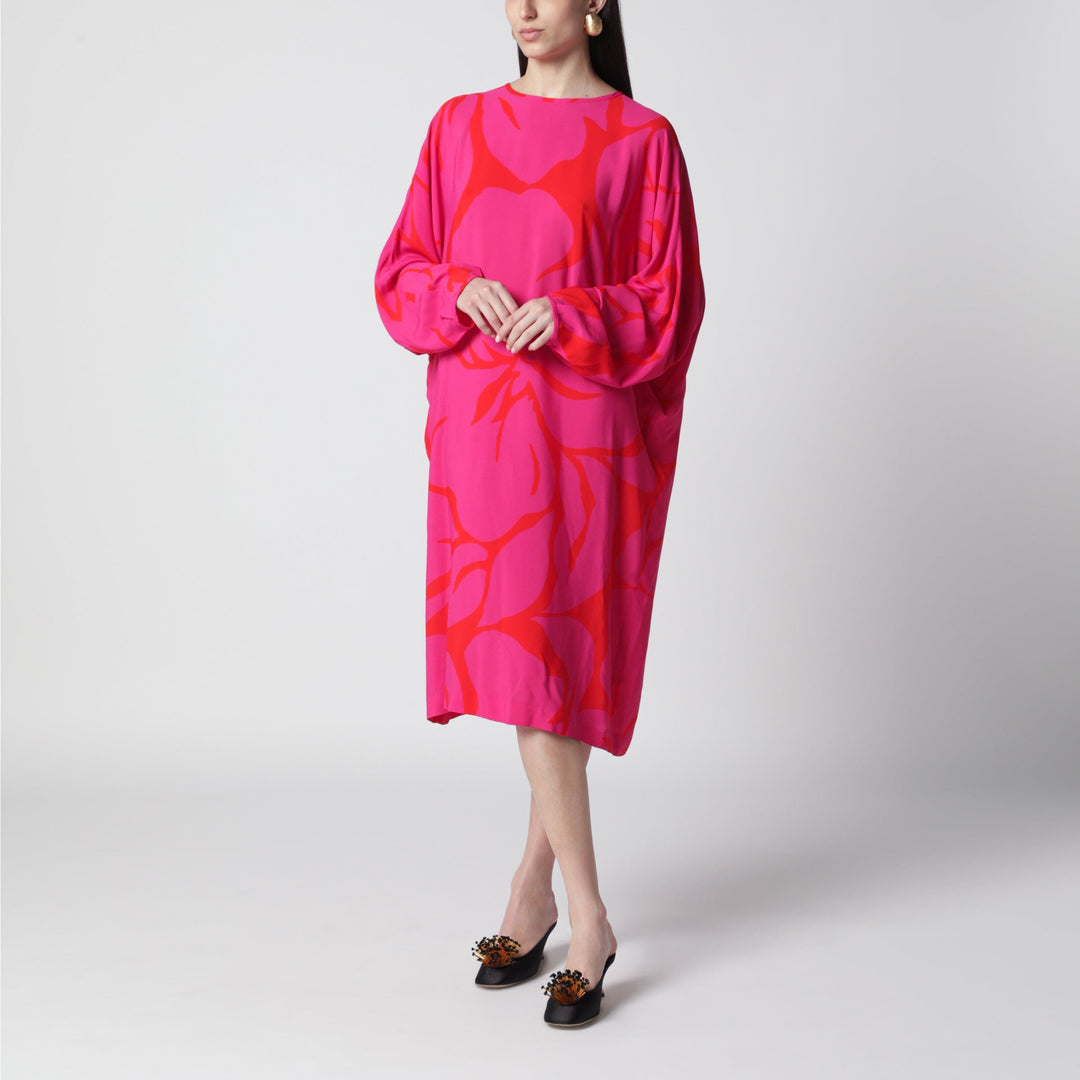 Apparel & Accessories Dries Van Noten - Dress with Fuchsia Print in Viscose Brand