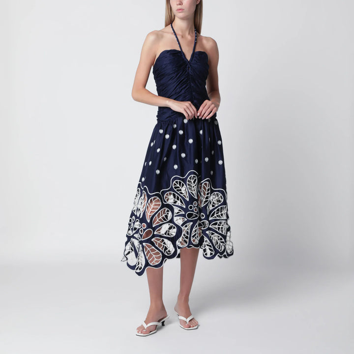 FARM Rio - Navy blue Richelieu midi dress with embroidery Brand Apparel &amp; Accessories