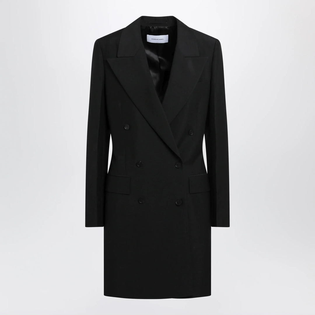 Apparel &amp; Accessories 40  IT Ferragamo - Black double-breasted wool-blend suit Brand