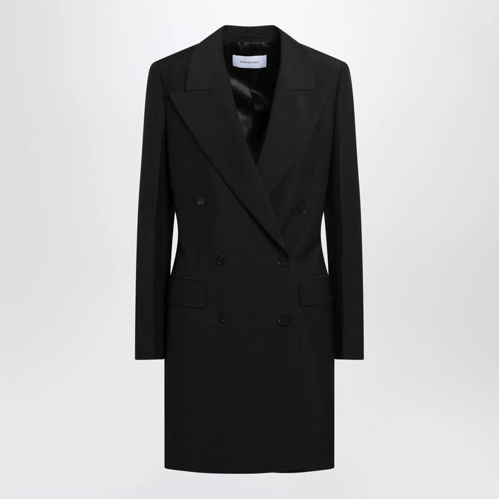 Apparel &amp; Accessories 40  IT Ferragamo - Black double-breasted wool-blend suit Brand