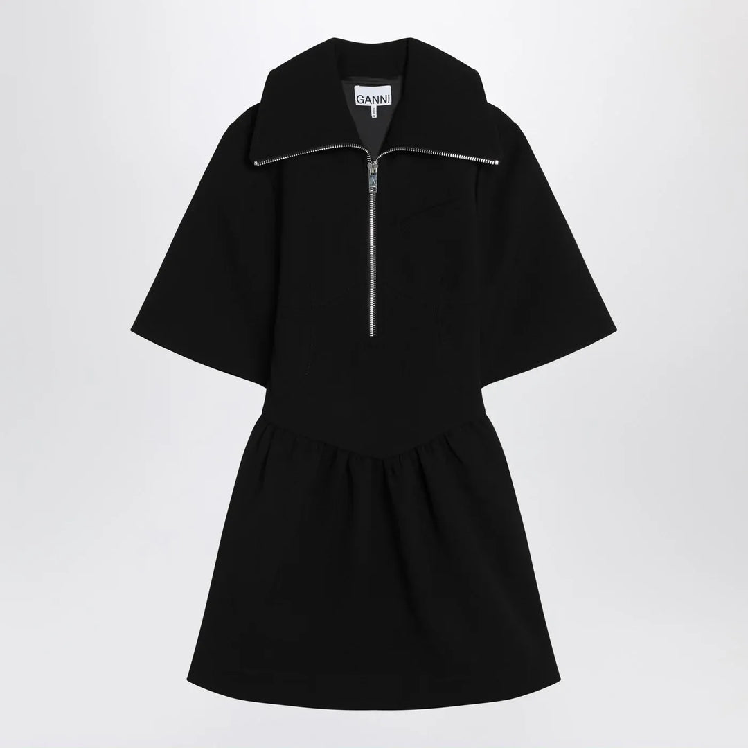 GANNI - Black mini dress in crêpe Brand Apparel &amp; Accessories 34  FR